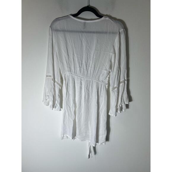 Raviya White Boho Style Long Sleeve Lace Cardigan Sz L - Picture 2 of 3